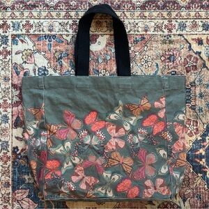 Butterfly Print canvas Tote/shopping/ grocery Bag